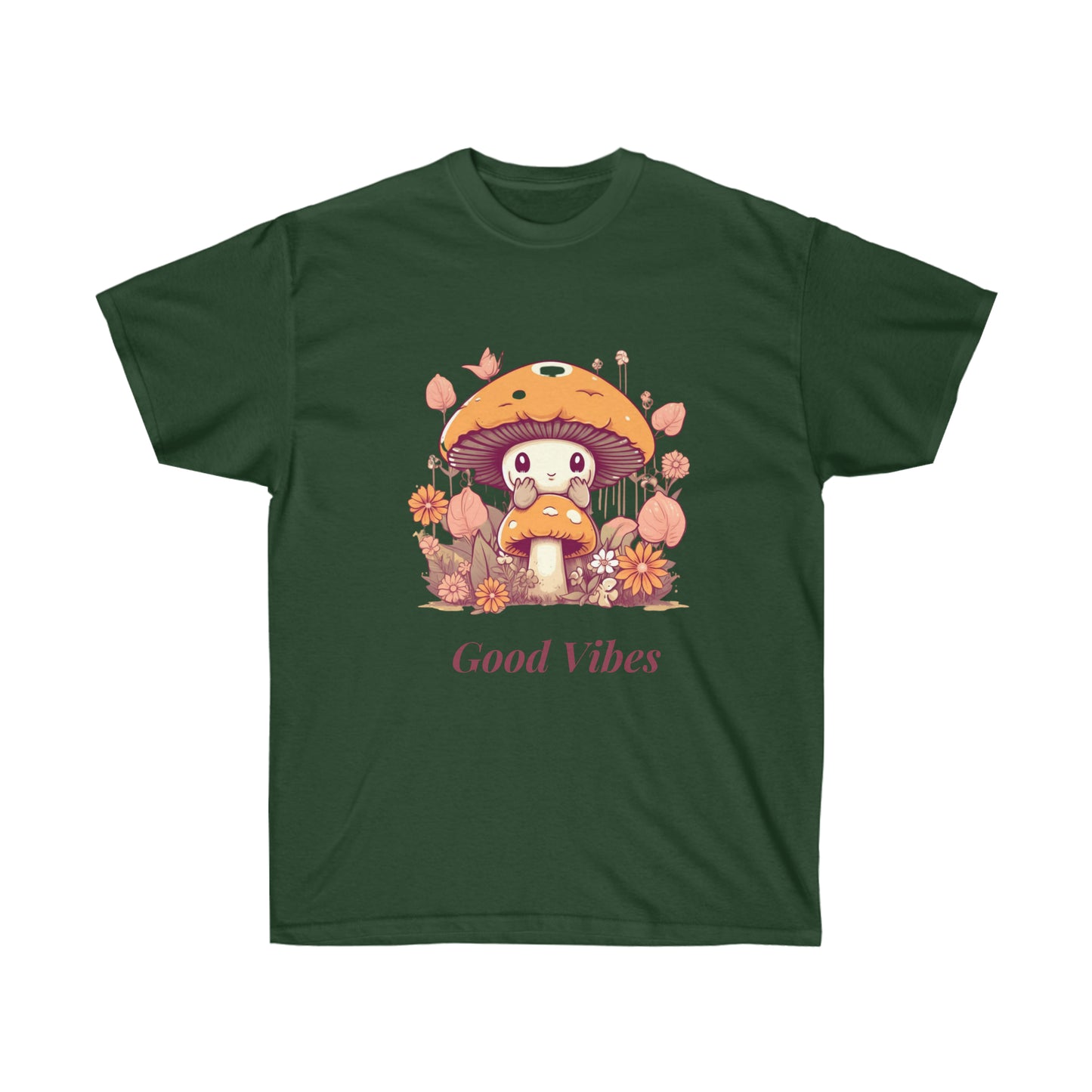 Kawaii Mushroom Bee Good Vibes Unisex Ultra Cotton Tee