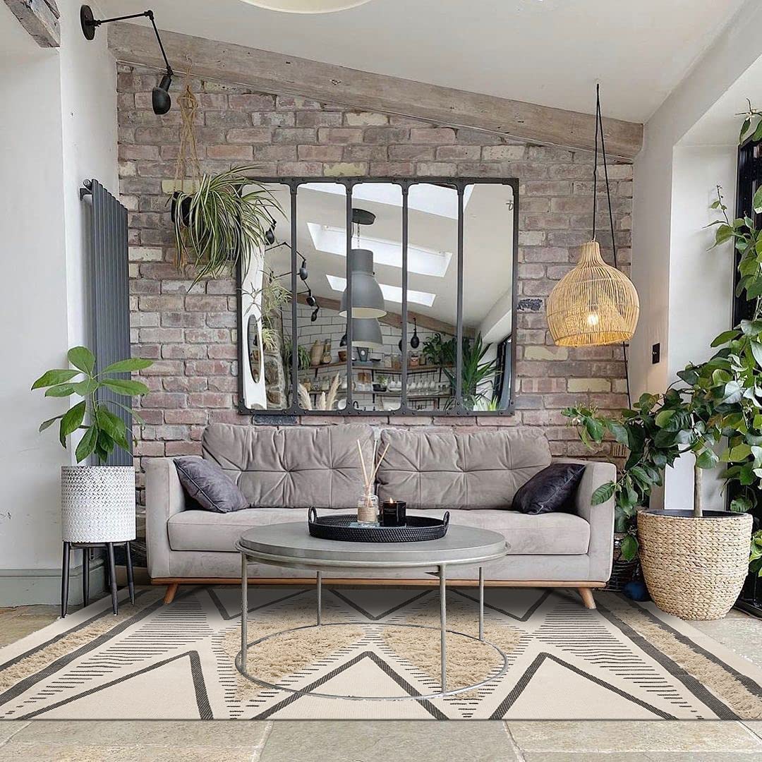 Boho Geometri Area Rug Washable Woven