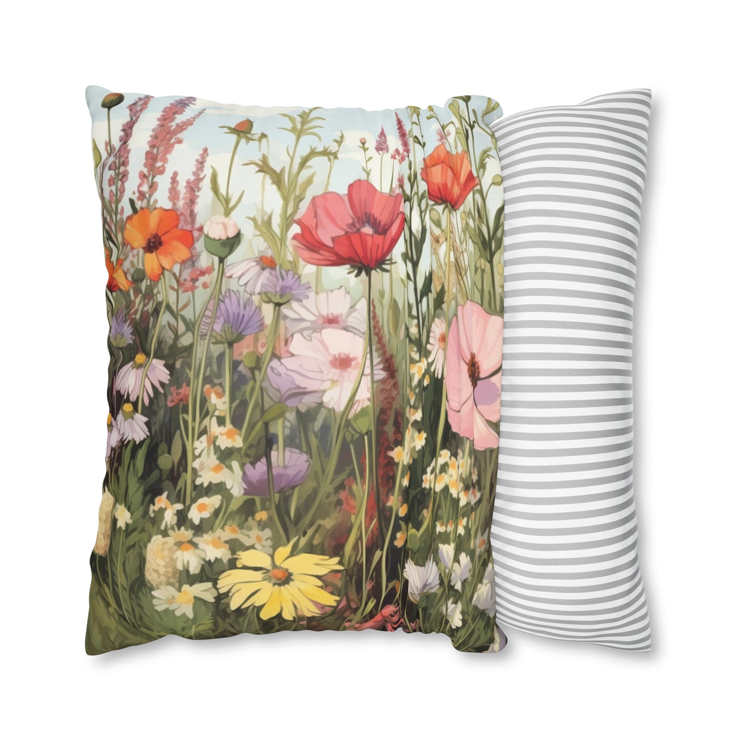 Neutral Color Flower Spun Polyester Pillowcase