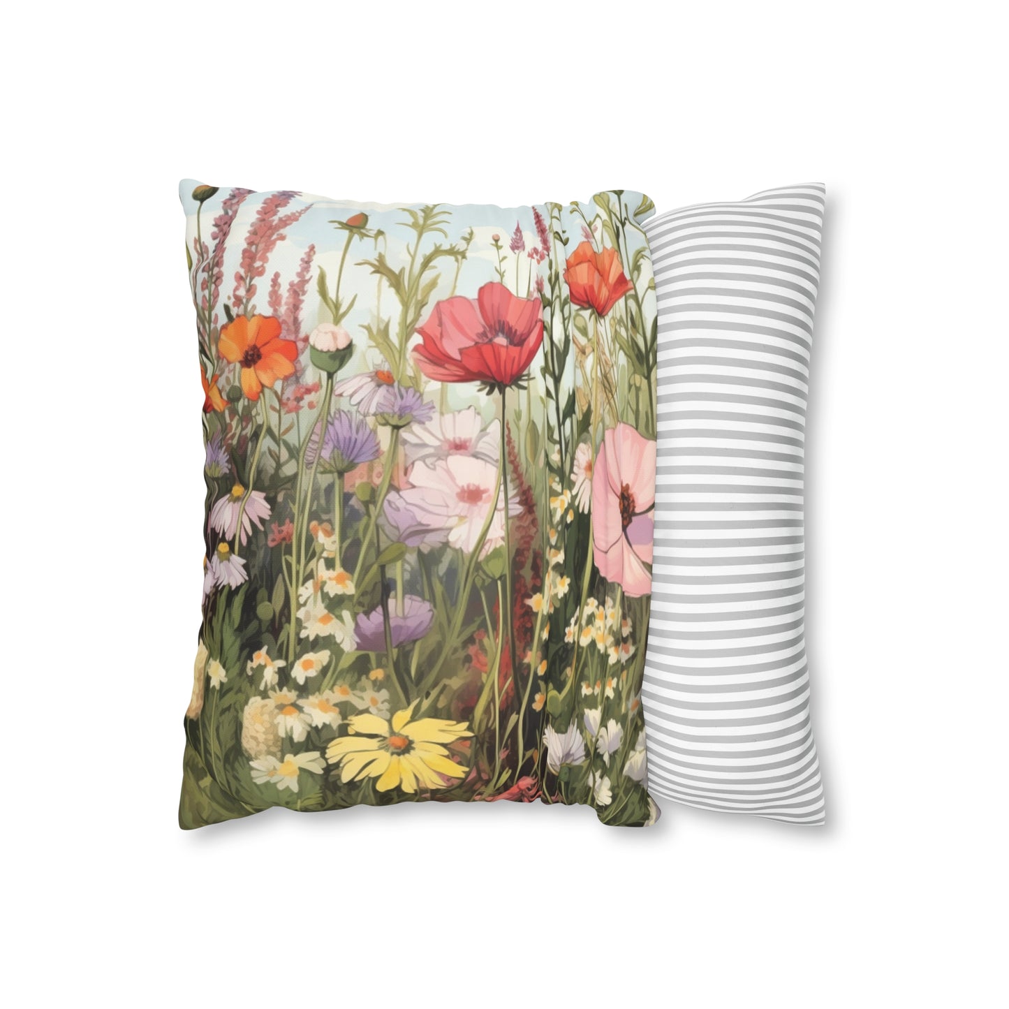 Neutral Color Flower Spun Polyester Pillowcase