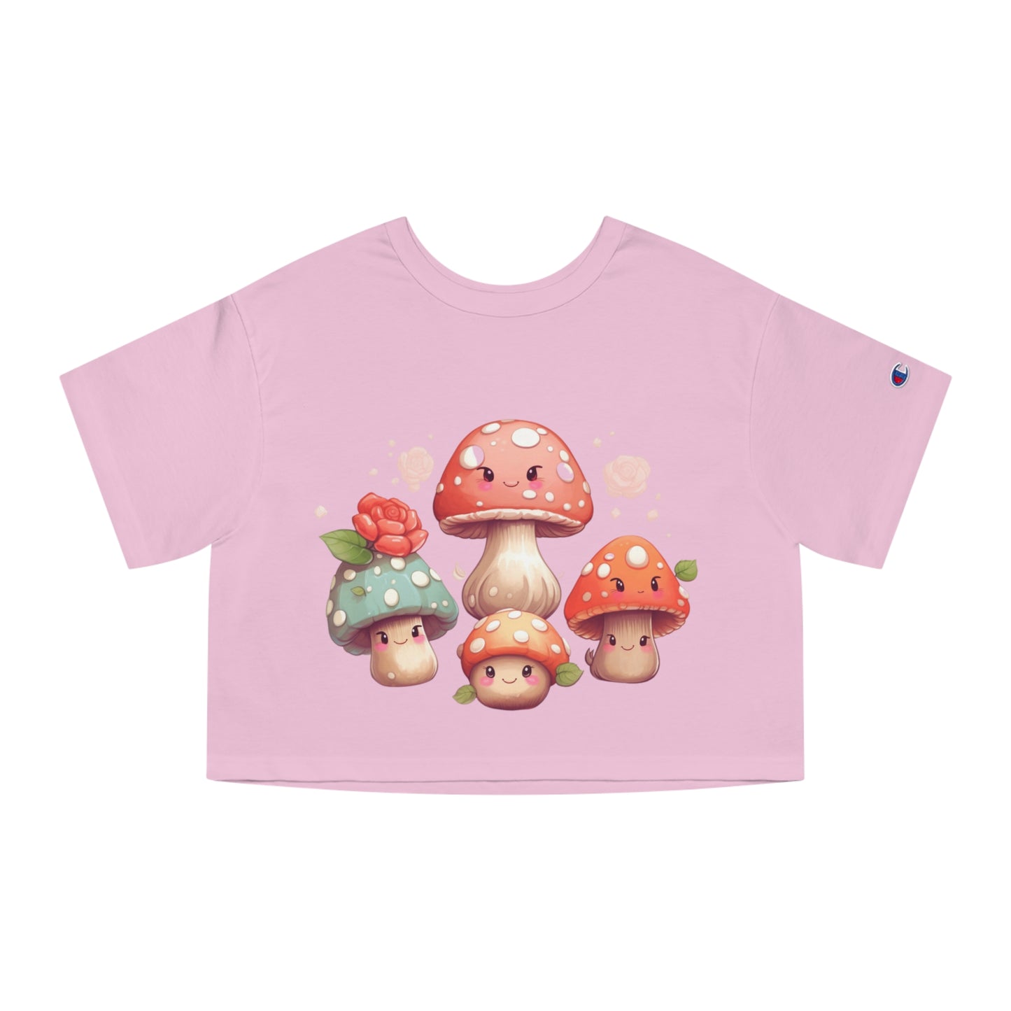 Kawaii Mushroom Champion Women's Heritage Cropped T-Shirt