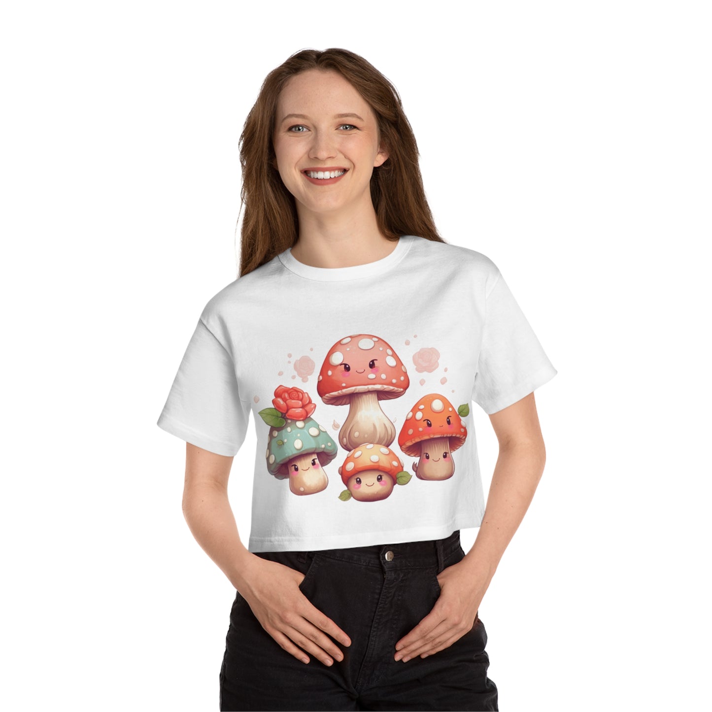 Kawaii Mushroom Champion Women's Heritage Cropped T-Shirt