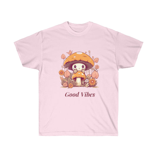 Kawaii Mushroom Bee Good Vibes Unisex Ultra Cotton Tee