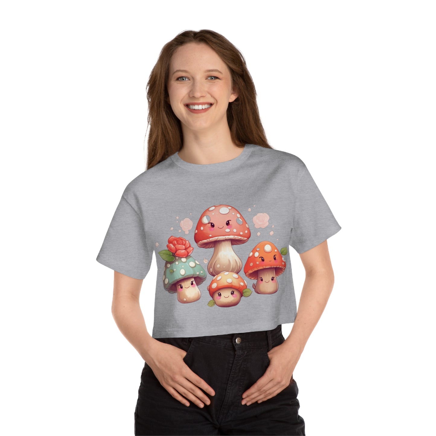 Kawaii Mushroom Champion Women's Heritage Cropped T-Shirt