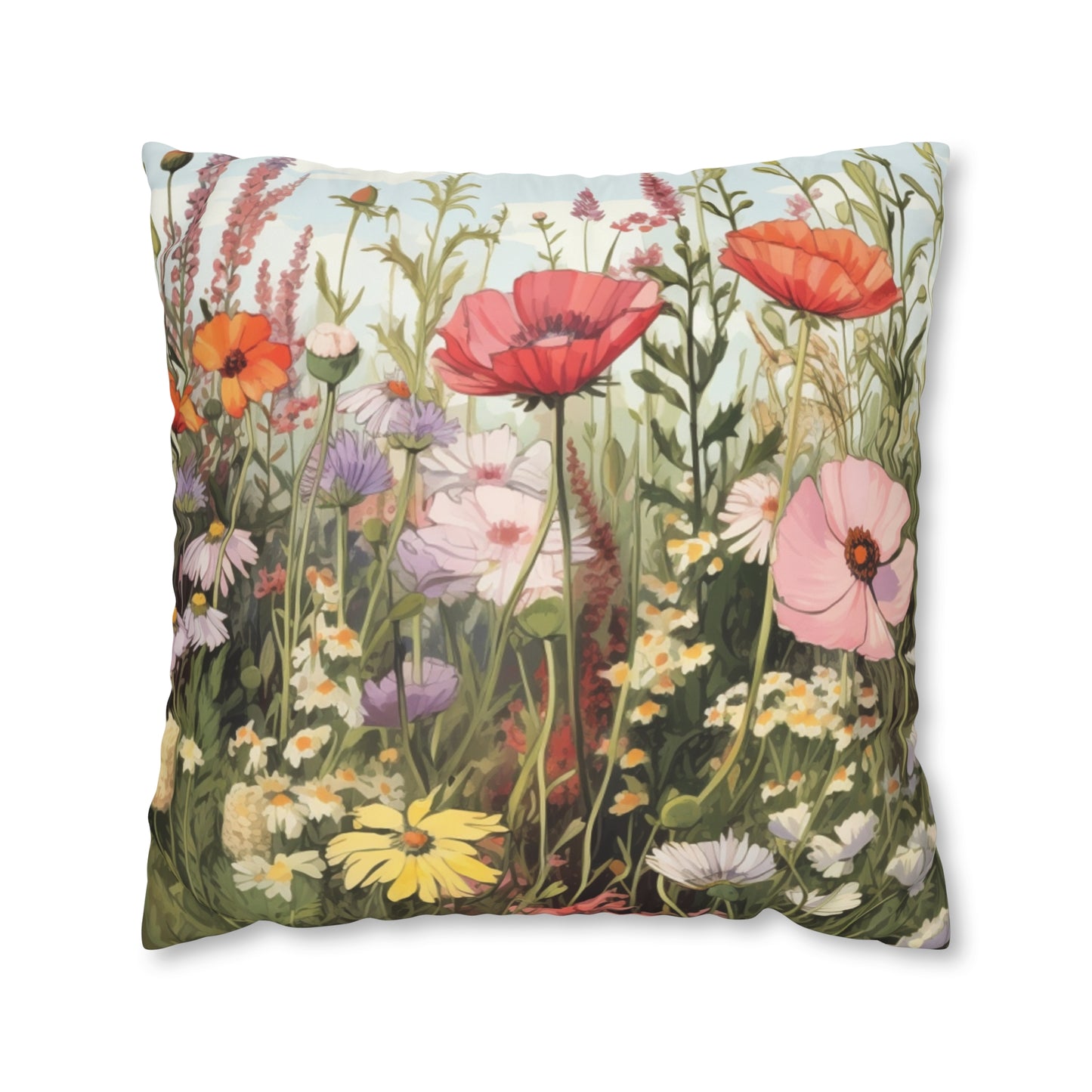 Neutral Color Flower Spun Polyester Pillowcase