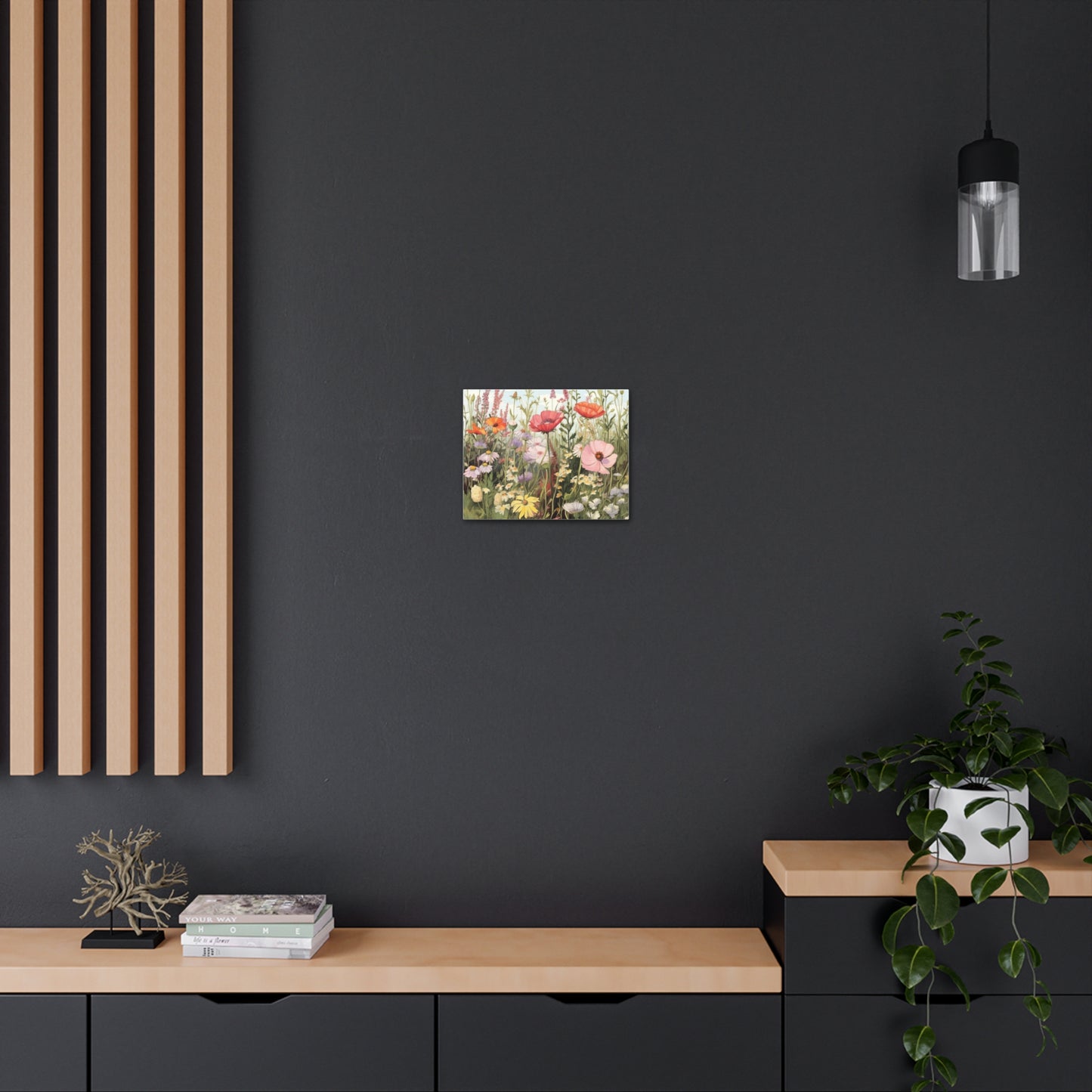 Neutral Color Flowers Meadow Canvas