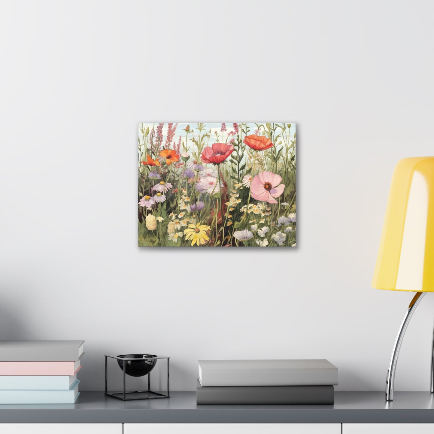Neutral Color Flowers Meadow Canvas
