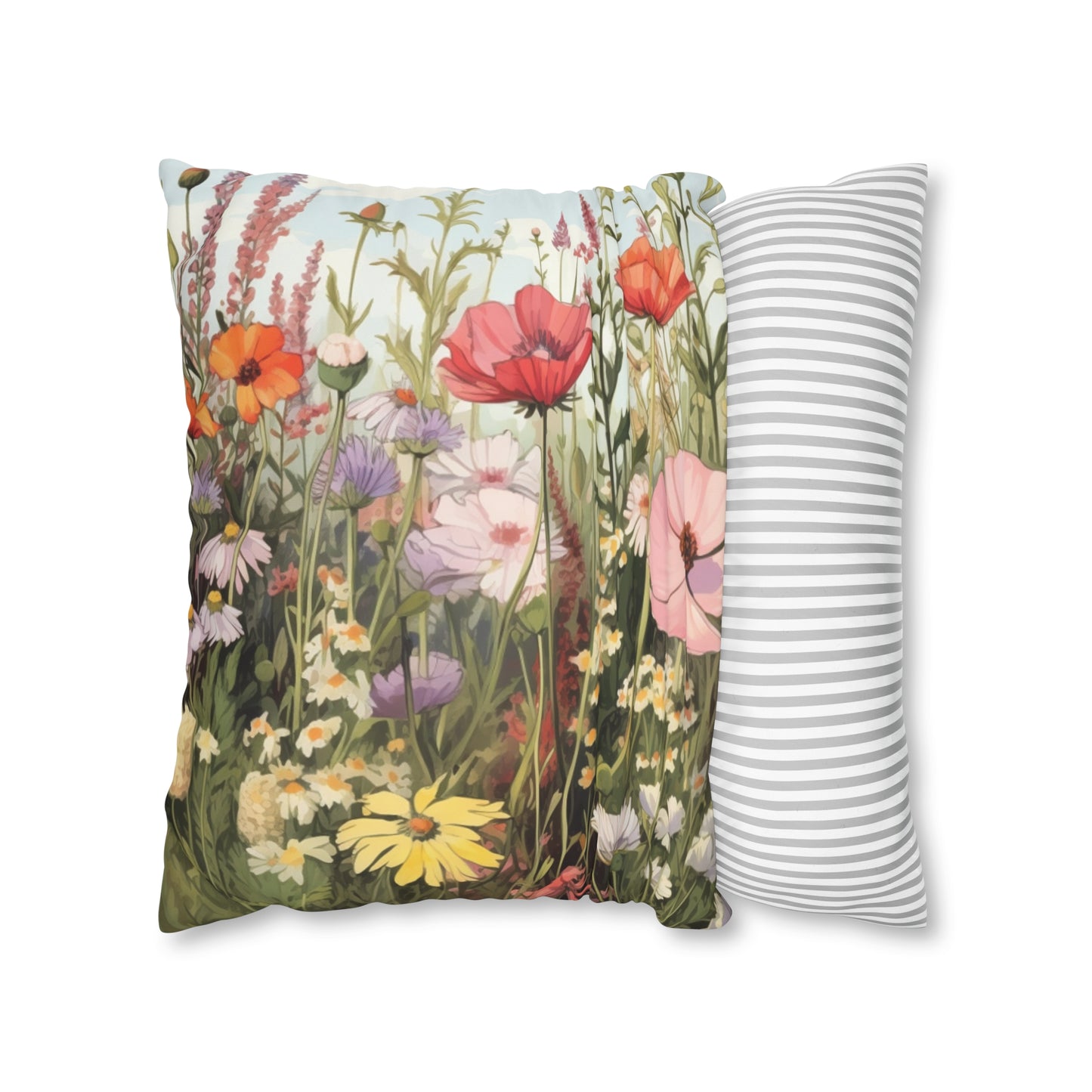 Neutral Color Flower Spun Polyester Pillowcase