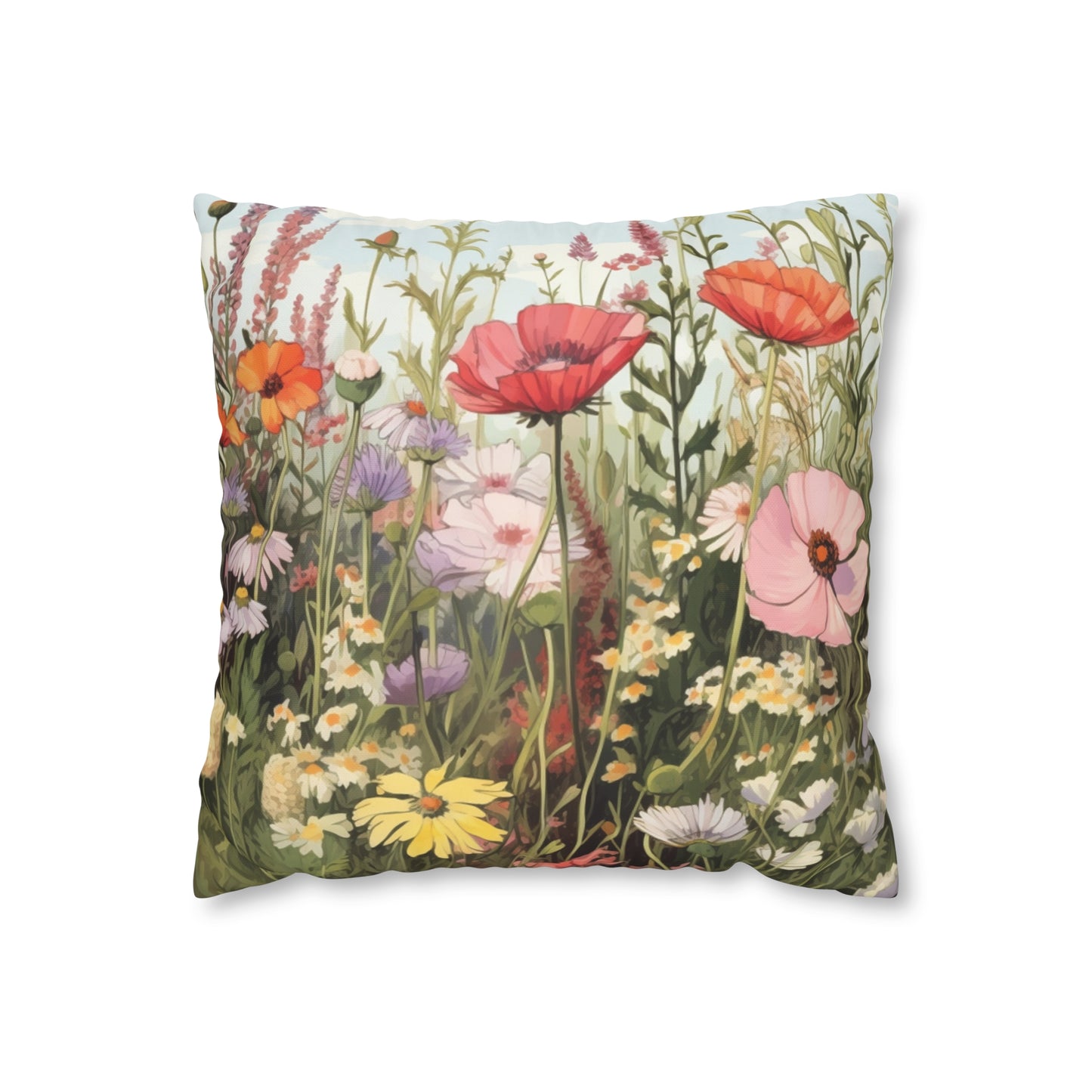 Neutral Color Flower Spun Polyester Pillowcase