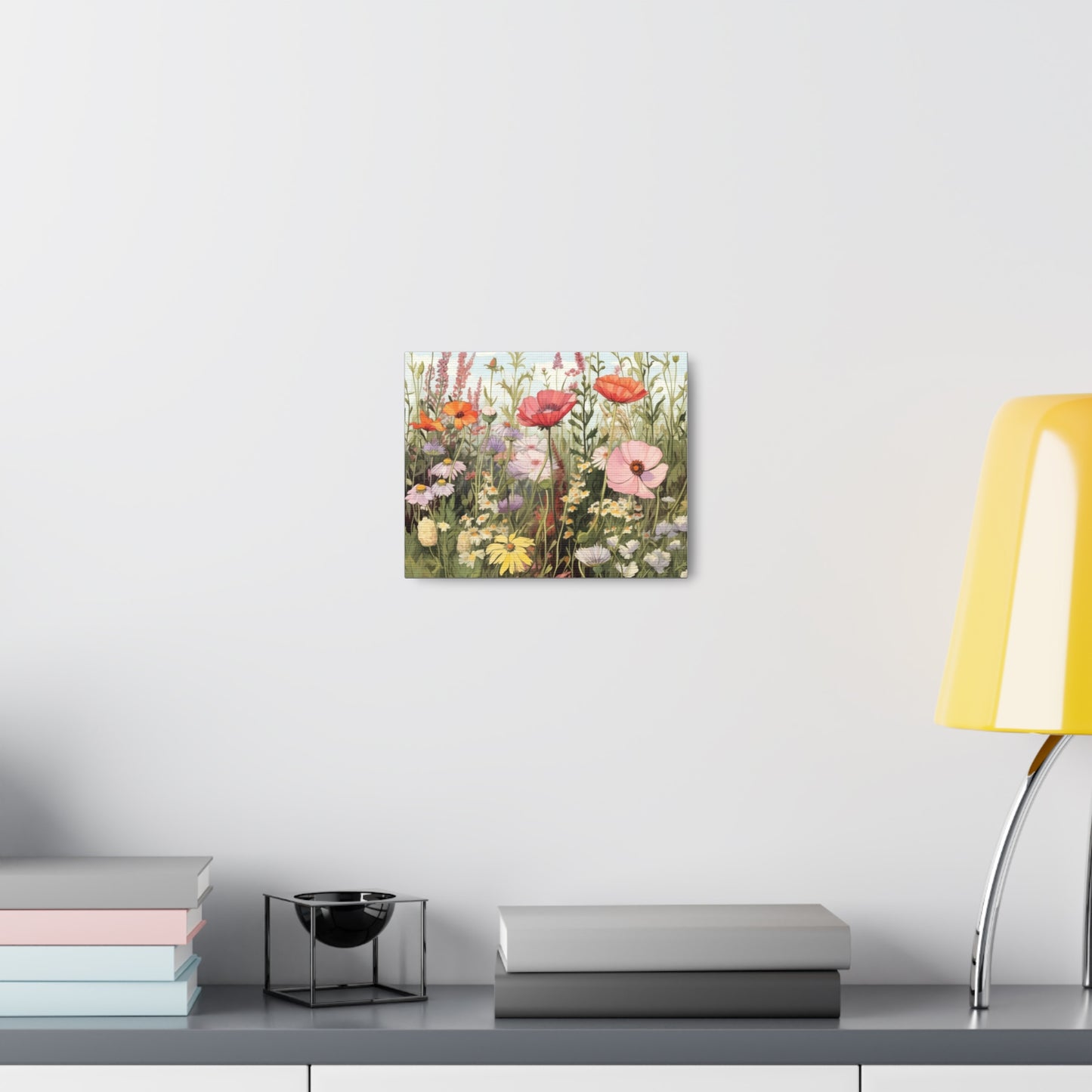 Neutral Color Flowers Meadow Canvas