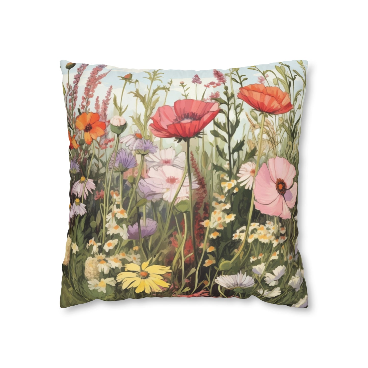Neutral Color Flower Spun Polyester Pillowcase
