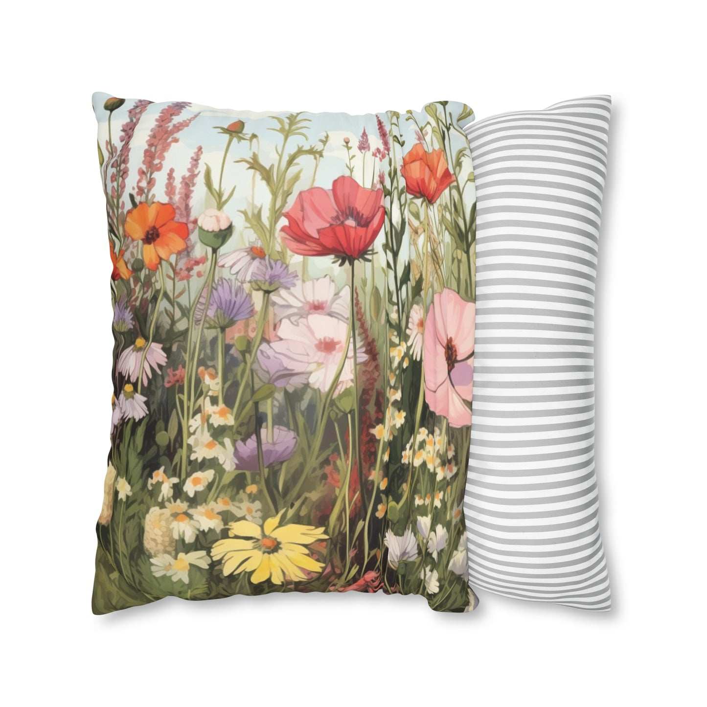 Neutral Color Flower Spun Polyester Pillowcase
