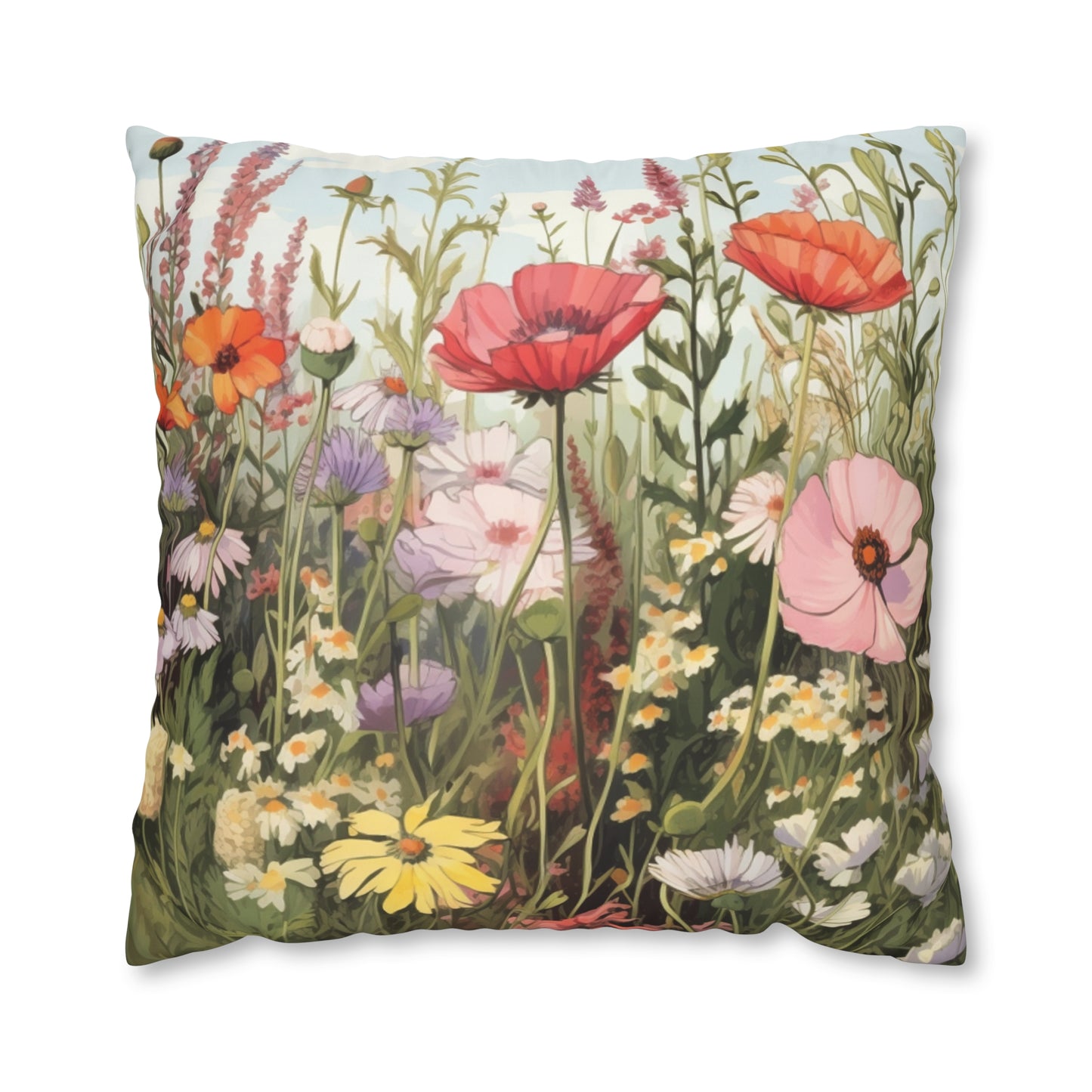 Neutral Color Flower Spun Polyester Pillowcase