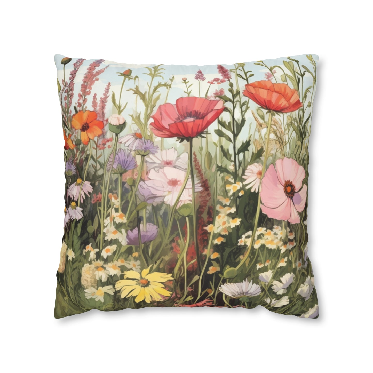 Neutral Color Flower Spun Polyester Pillowcase