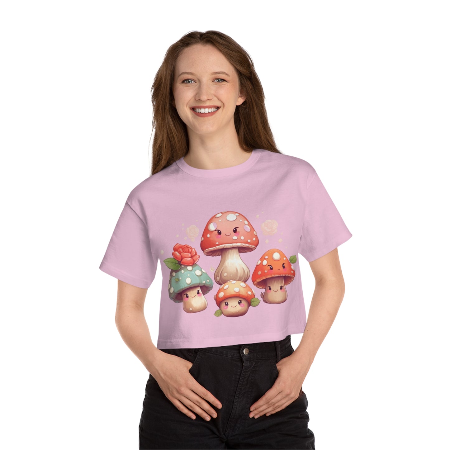Kawaii Mushroom Champion Women's Heritage Cropped T-Shirt