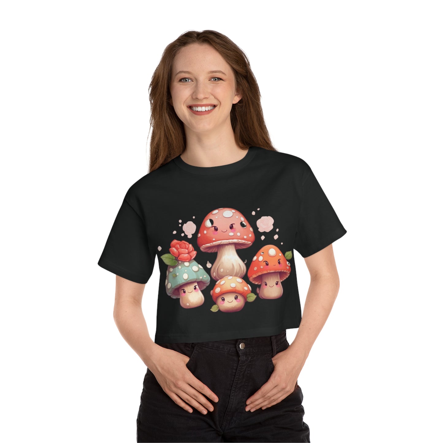 Kawaii Mushroom Champion Women's Heritage Cropped T-Shirt
