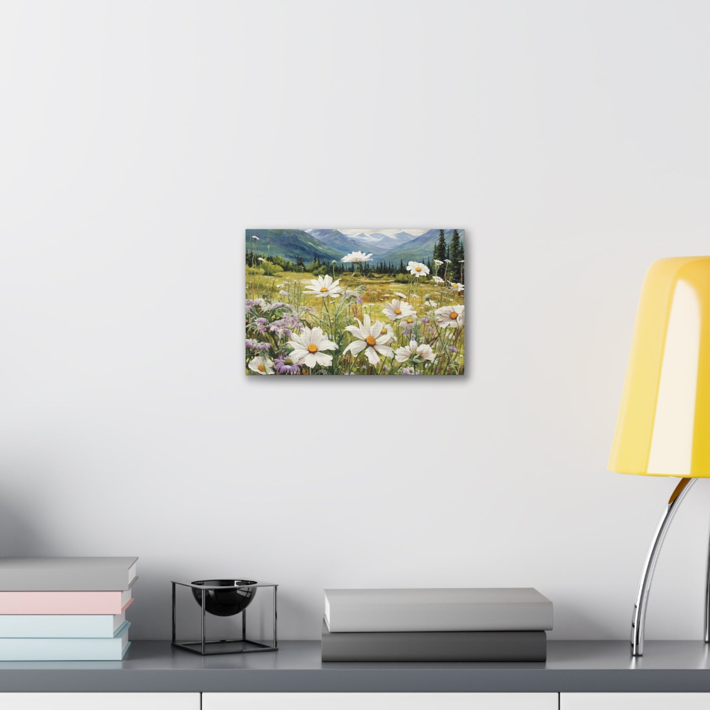 Wall Art Neutral Flowers on a Meadow Canvas