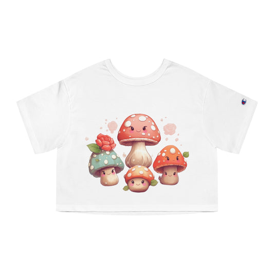 Kawaii Mushroom Champion Women's Heritage Cropped T-Shirt