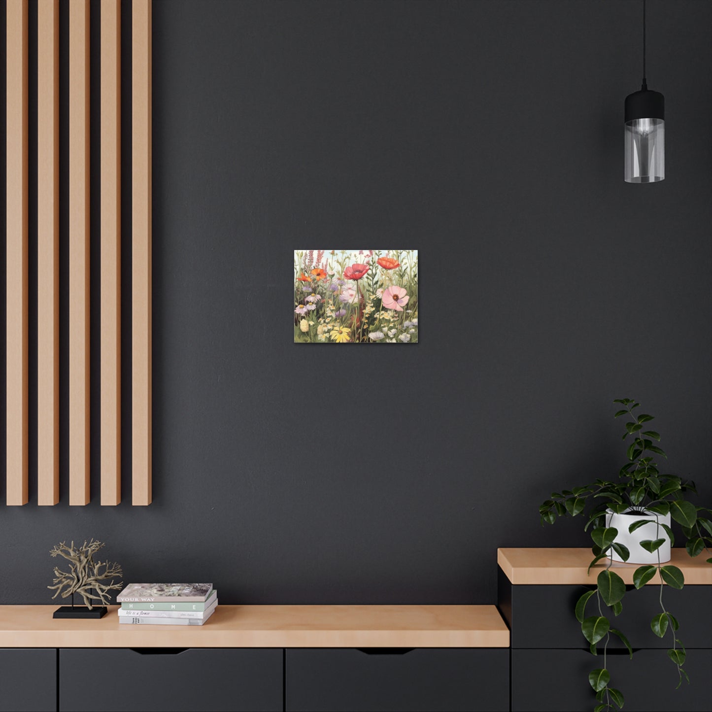 Neutral Color Flowers Meadow Canvas