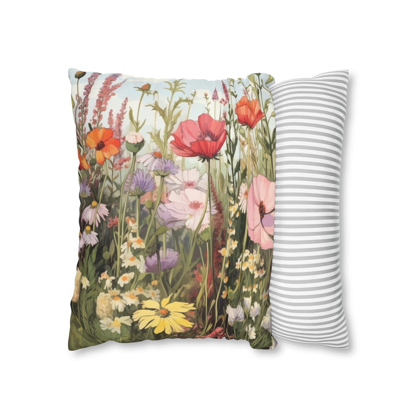Neutral Color Flower Spun Polyester Pillowcase