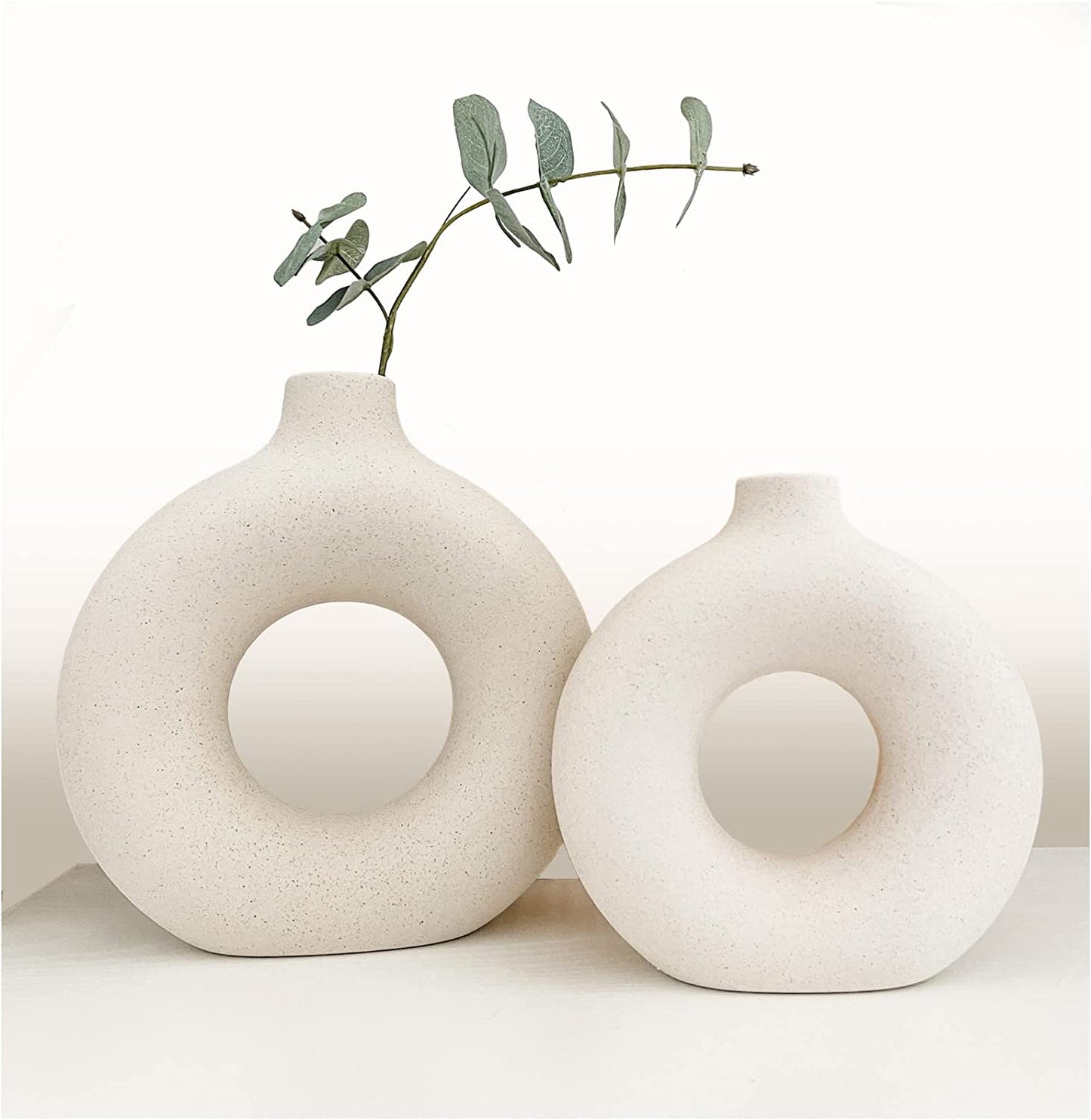 Ceramic Hollow Donut Vase Set of 2