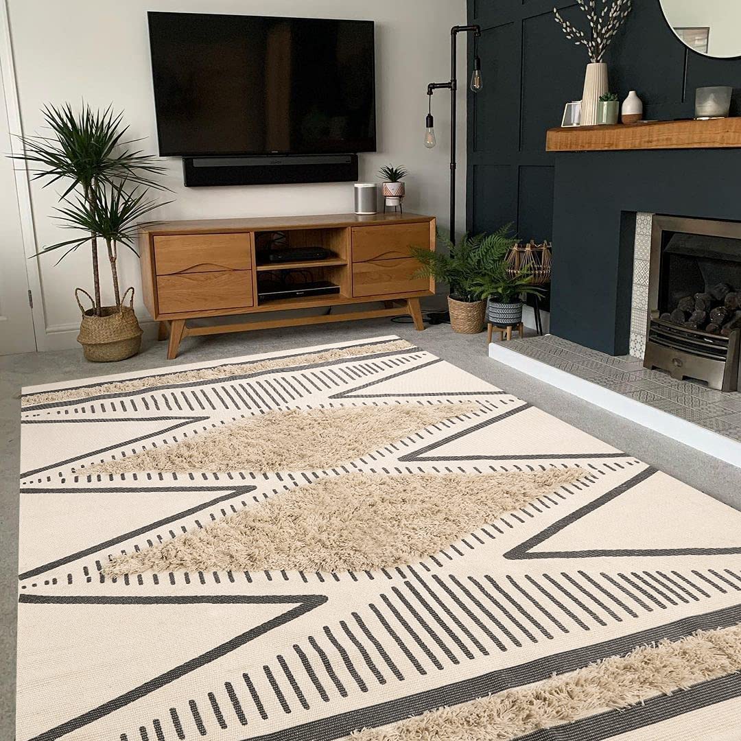 Boho Geometri Area Rug Washable Woven