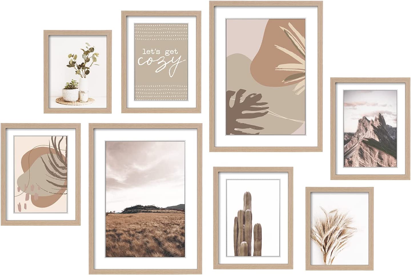 8 Pack Modern Neutral Gallery Wall Frame Sets Decorative Art