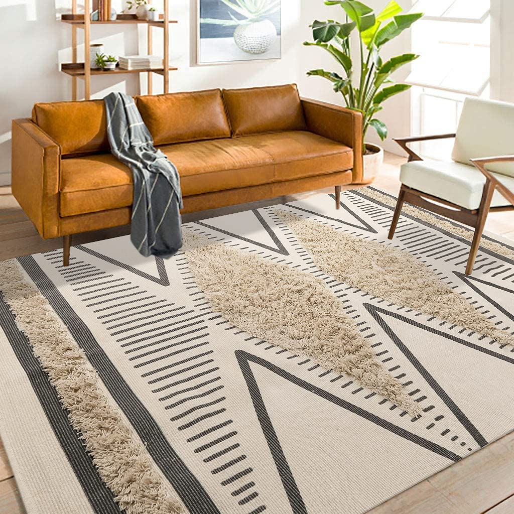 Boho Geometri Area Rug Washable Woven