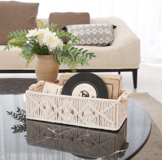 Storage Baskets Boho Decor Box Handmade Woven Decorative Countertop