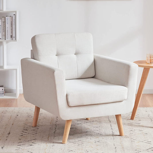 Mid Century Modern Armchair for Living Room, Bedroom Button Tufted Upholstered Comfy Reading Accent Chairs Sofa(