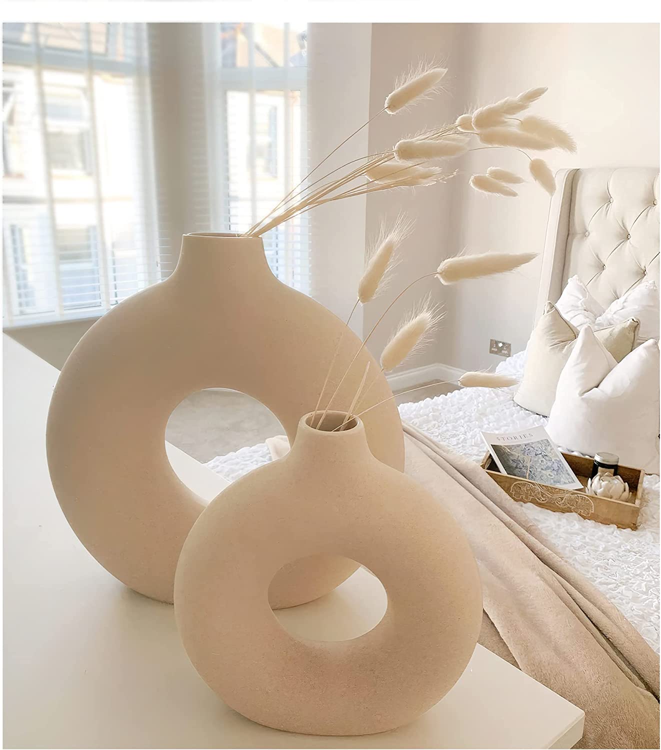 Ceramic Hollow Donut Vase Set of 2