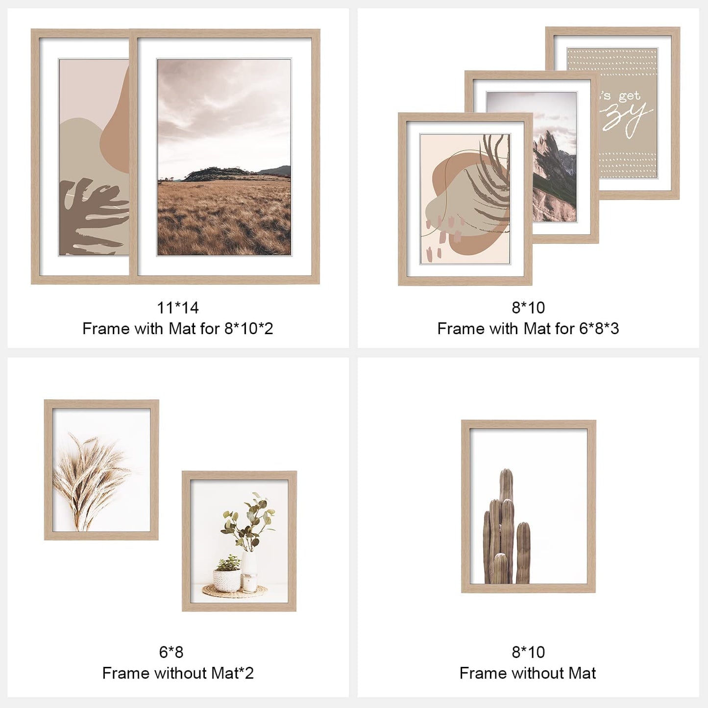 8 Pack Modern Neutral Gallery Wall Frame Sets Decorative Art
