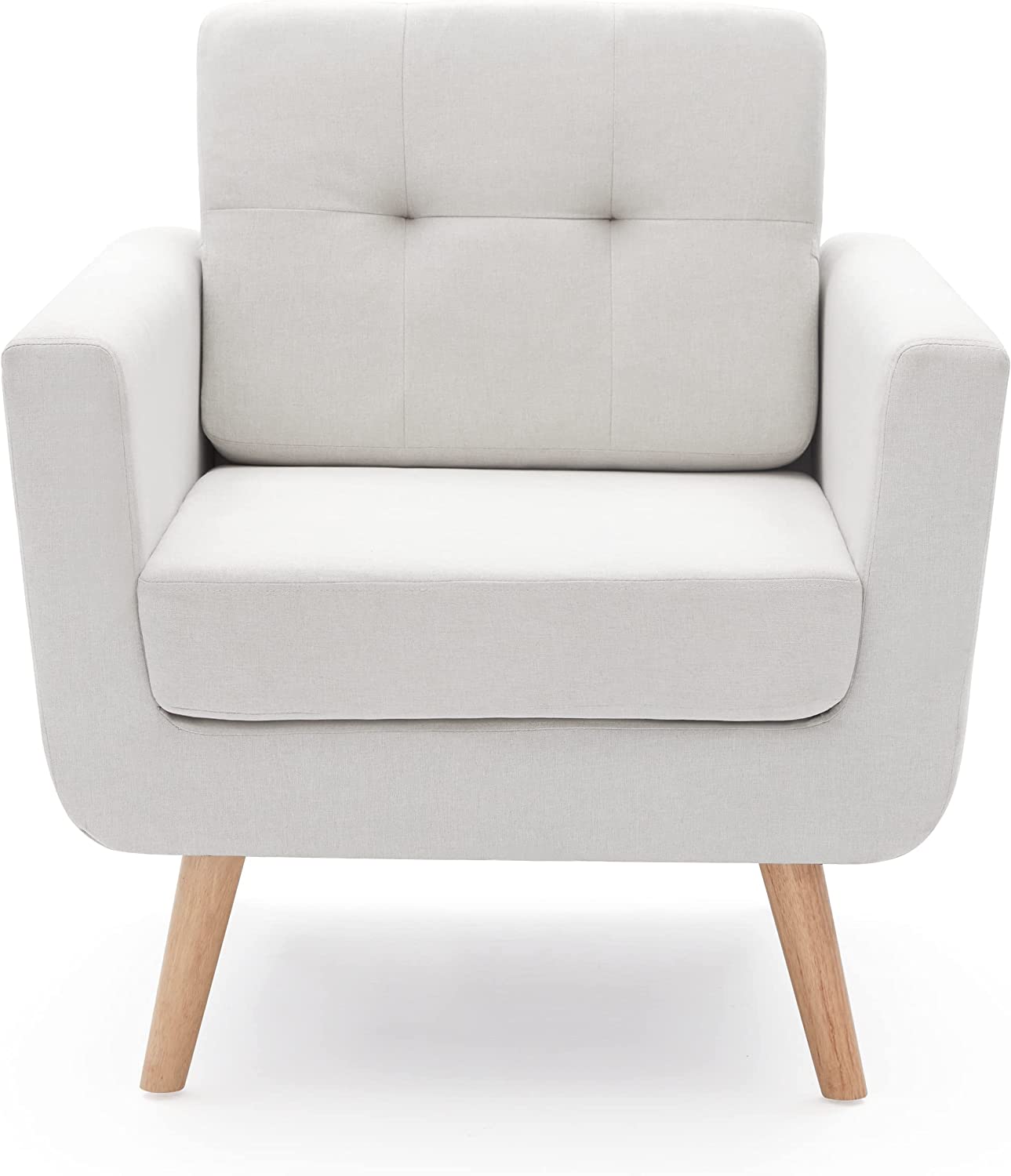 Mid Century Modern Armchair for Living Room, Bedroom Button Tufted Upholstered Comfy Reading Accent Chairs Sofa(