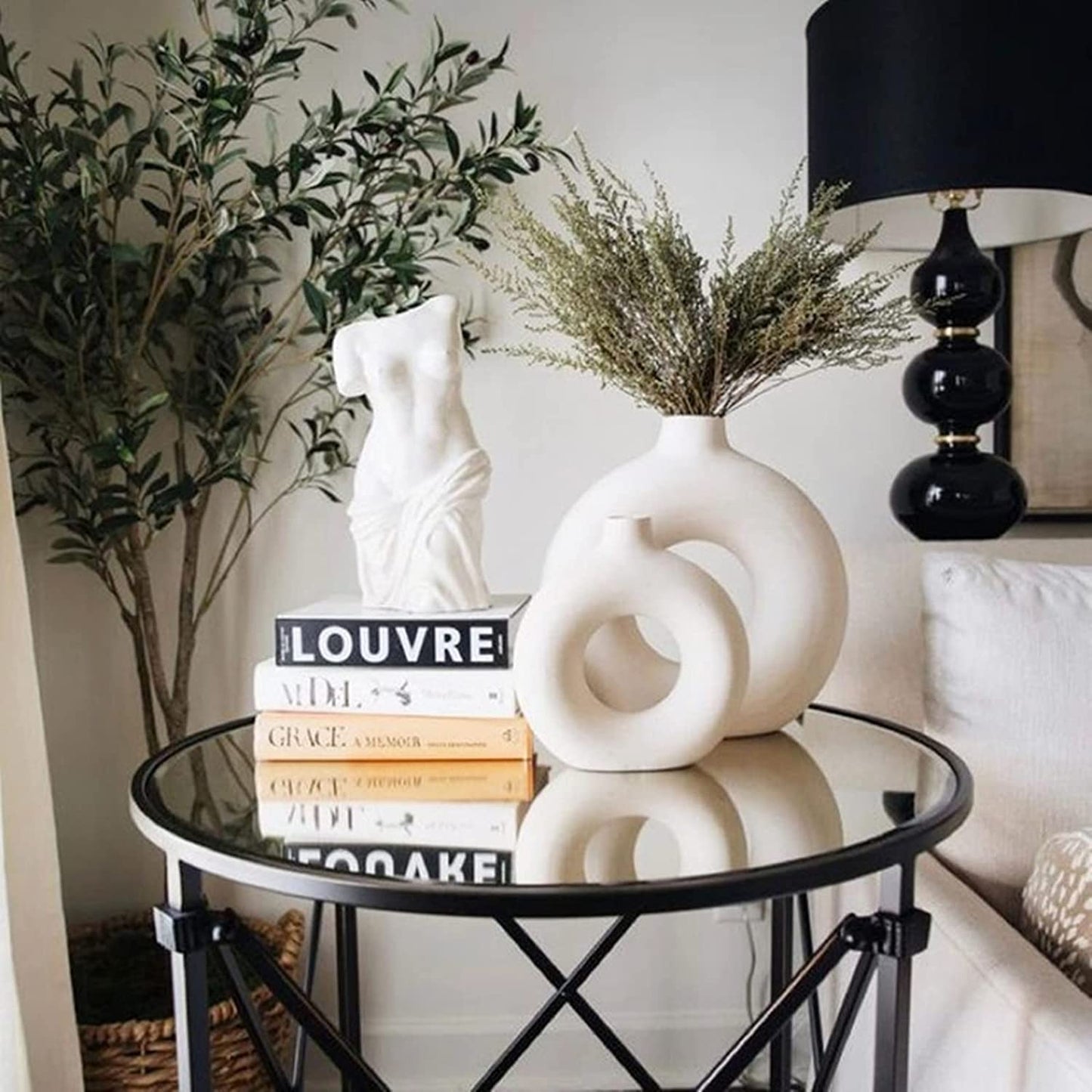 Ceramic Hollow Donut Vase Set of 2