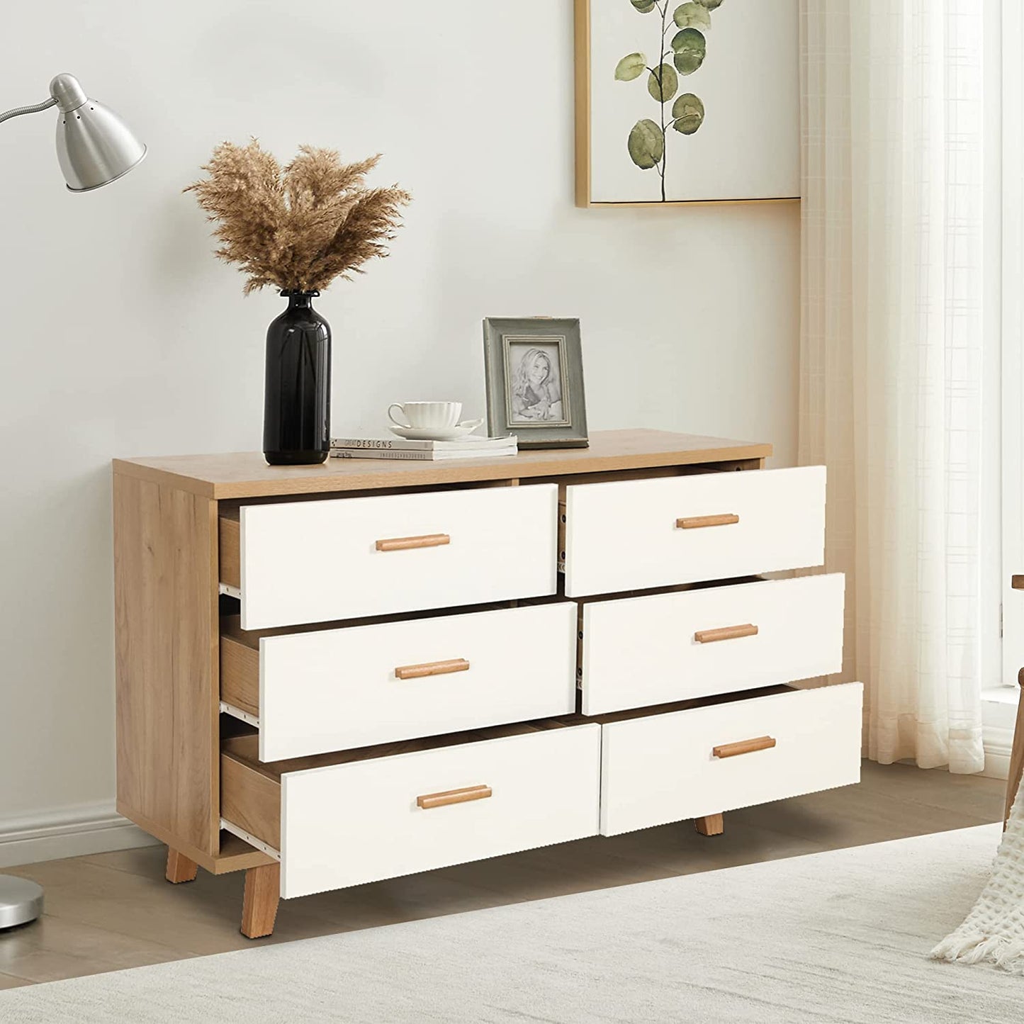 Modern Wood Dresser Bedroom Storage Drawer Organizer