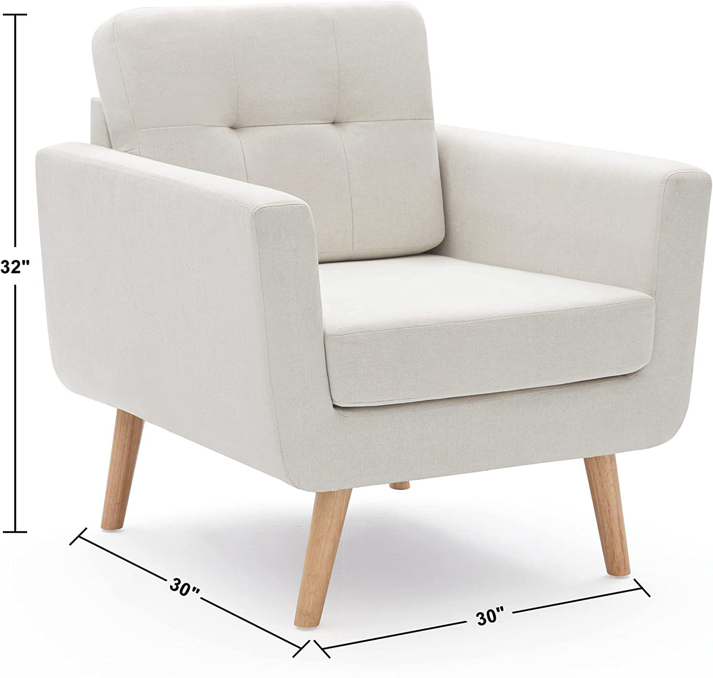 Mid Century Modern Armchair for Living Room, Bedroom Button Tufted Upholstered Comfy Reading Accent Chairs Sofa(