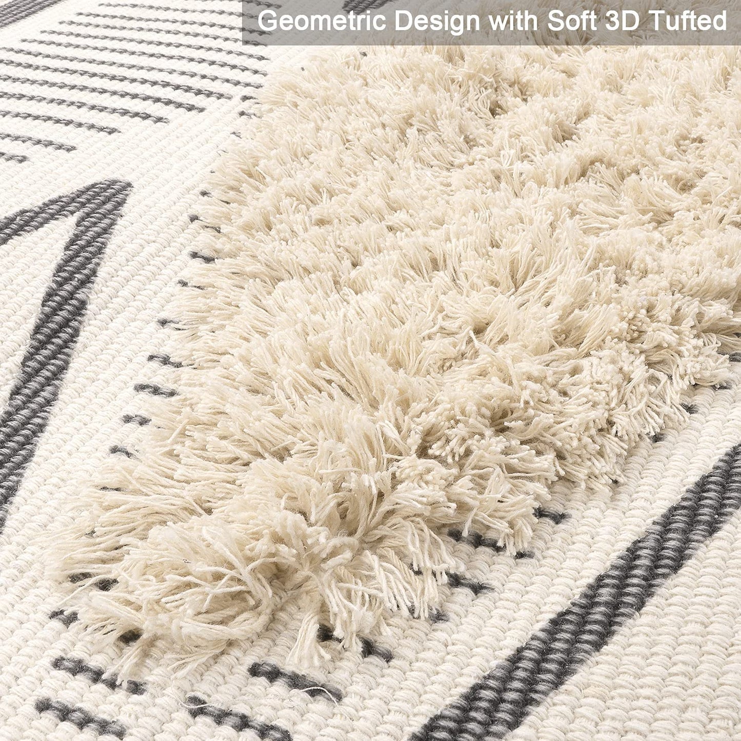 Boho Geometri Area Rug Washable Woven