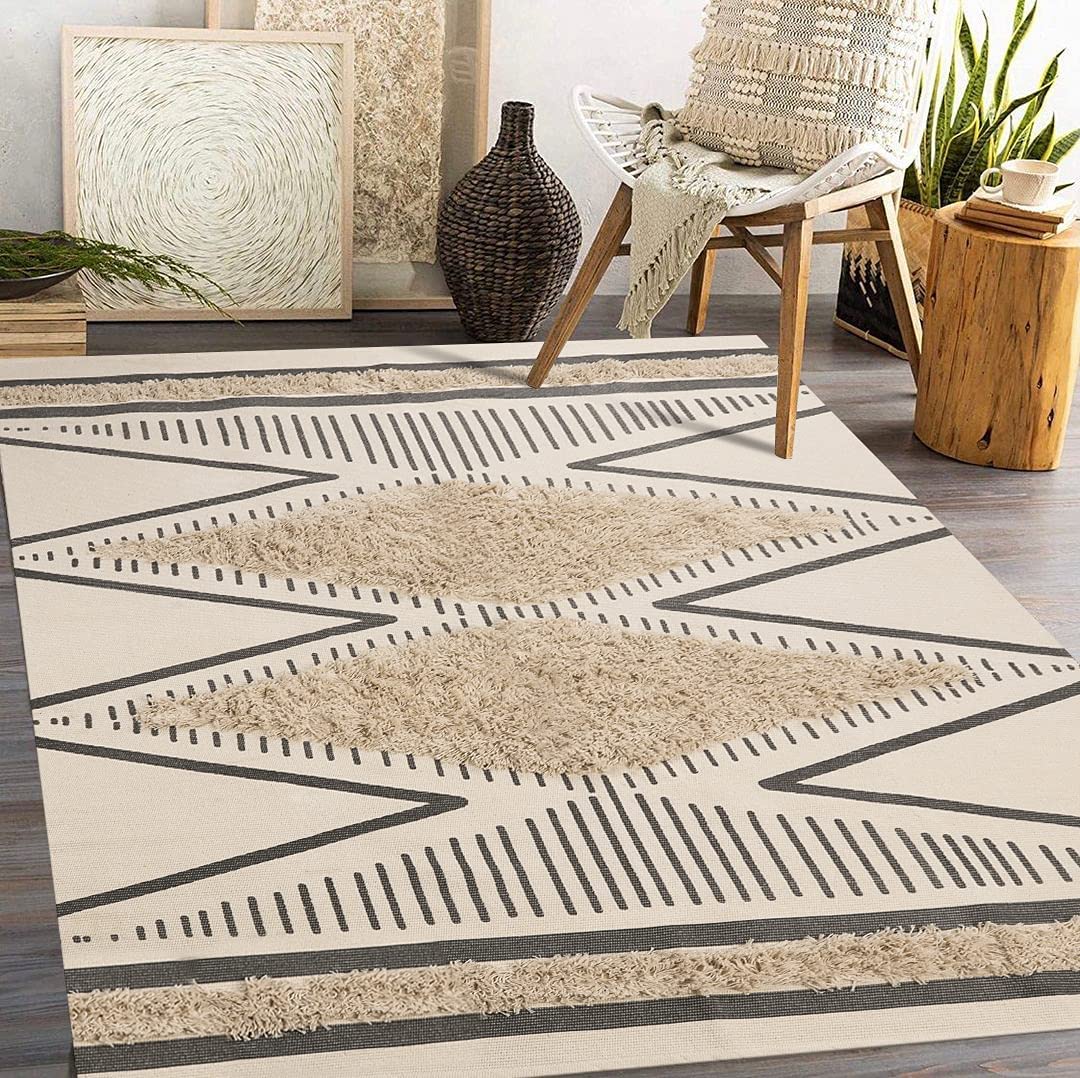 Boho Geometri Area Rug Washable Woven