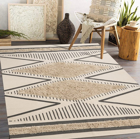 Boho Geometri Area Rug Washable Woven